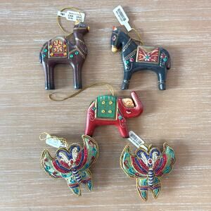 LOT 5 Vintage Pier 1 Pier One Christmas Ornaments NEW WITH TAGS